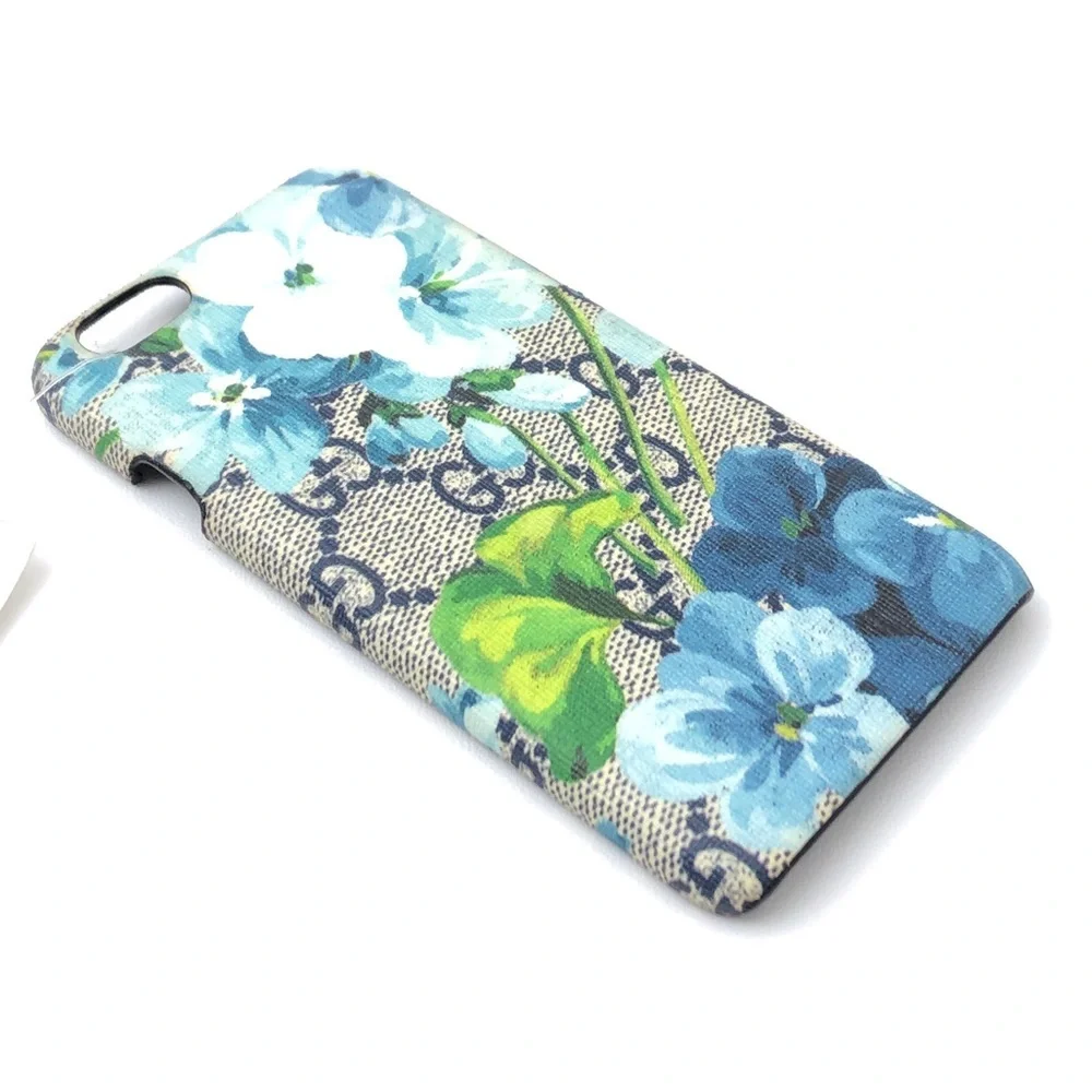 GUCCI Beige Blue Floral GG Monogram Logo Apple IPhone6 Phone Case NEW
